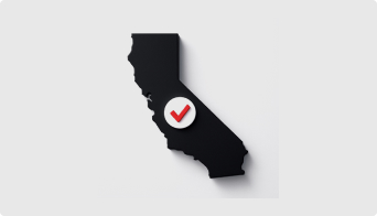 California state map with checkmark